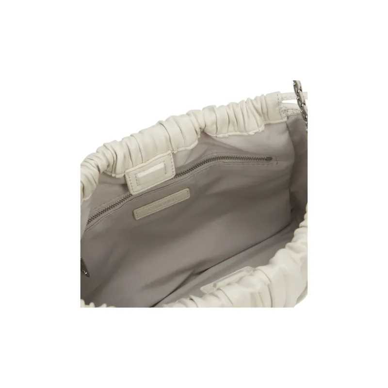 CALVIN KLEIN Synthetic Leather Cloud Bag, One Shoulder Handbag, Crossbody Bag Medium Size Women's Lily White-3