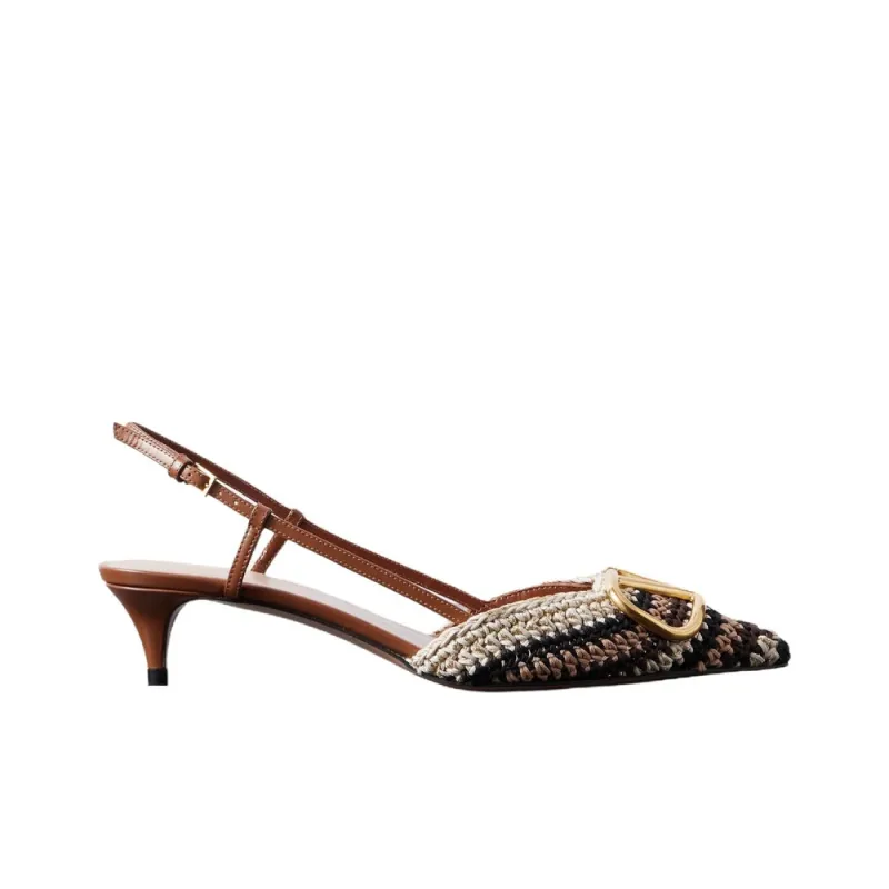Valentino VLogo Signature Cone Heel High Heels 4.5cm Women's Brown-1