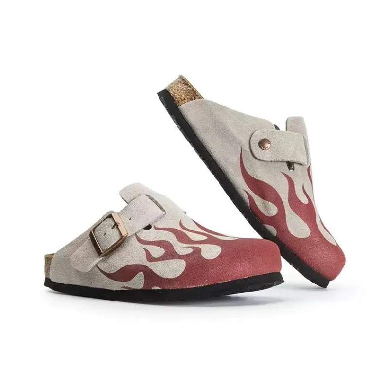 Mr.shang Abrasion Resistant Wrap toe Slippers Unisex Flame Red-2