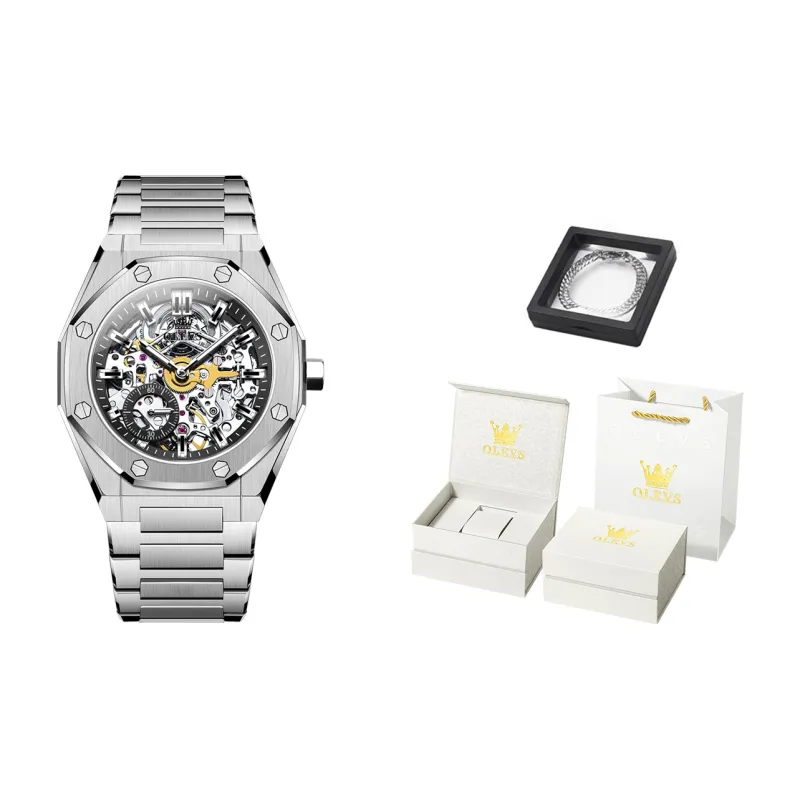 OLEVS Play The Cool Series Mechanical Movement Watch Men's Watches White Dial-7