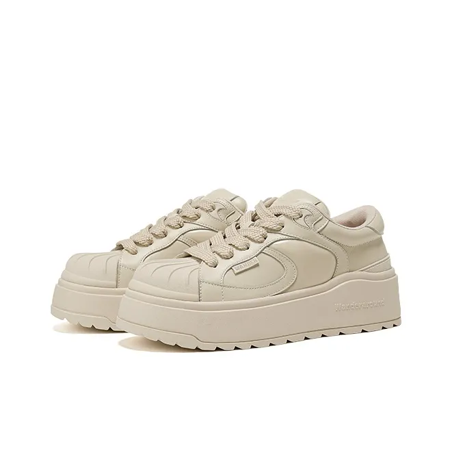 WANDER AROUND Slip Resistant, Abrasion Resistant, Breathable Low Top Skateboard Shoes Unisex Ivory White-1