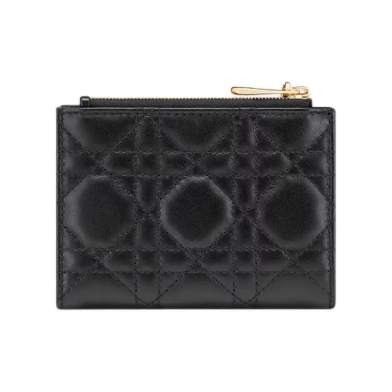 DIOR Lady Dior Sheepskin Wallet Women's Black-2