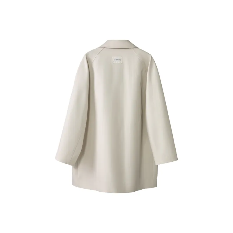 Fstudio Korean Effortless Design Commute Large Pocket Trench Coat Women's Ecru-1