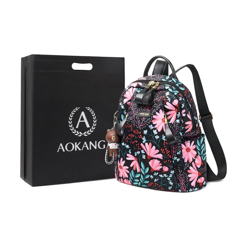 AOKANG Fabric Shoulder Bag Backpack Large Size Unisex Classic Black-0