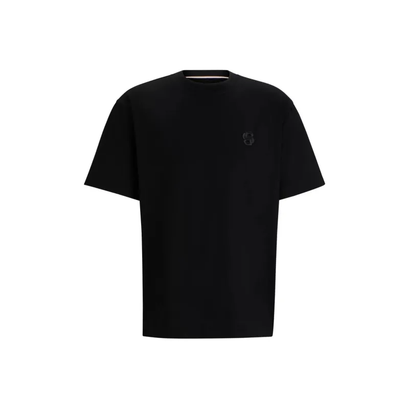 HUGO BOSS Oversized Fit Mercerised Cotton T Shirt T Shirt Men's Black-0