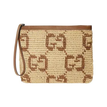 GUCCI Raffia Clutch Women's Original & Brown
