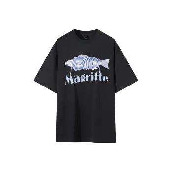 René Magritte X Lilbetter X Margaret Co-branded Series T-Shirts Unisex Dark Gray