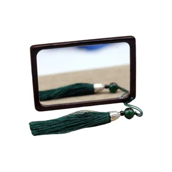 XIBI Wooden Square Small Mirror African Blackwood Single Sided Handheld Travel Makeup Mirror