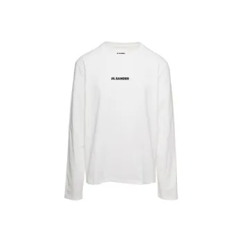 JIL SANDER + Logo Printed Long Sleeved T Shirt
