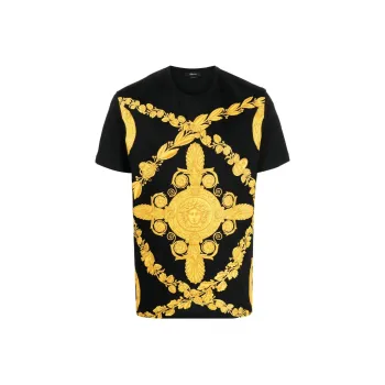 VERSACE Baroque Printed Crewneck T Shirt