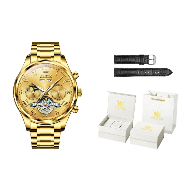 OLEVS Play The Cool Series Automatic Mechanical Movement Stainless Steel Watchband Watch Men's Watches White Dial-25
