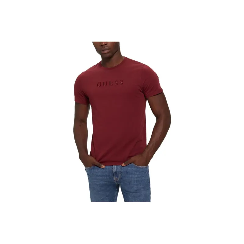 GUESS Embroidered Logo Tee T-Shirt Men's Red-0