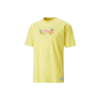 PUMA X SPONGEBOB T Shirts Men Light Yellow