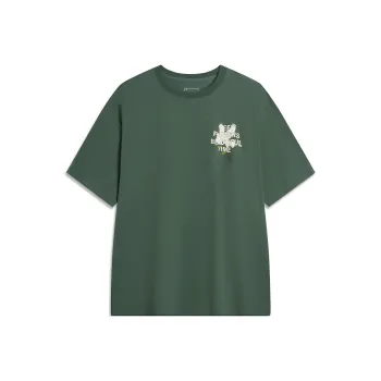 LiNing Drop Shoulder Sleeve T Shirt Unisex Maple Tree Green