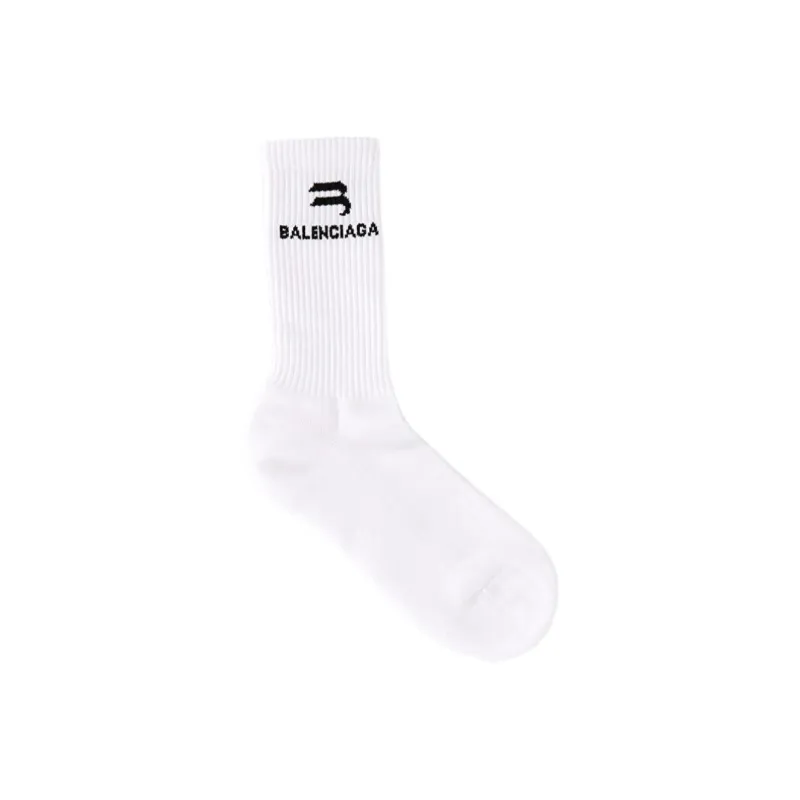 Balenciaga Sporty B Logo Socks White/Black-1