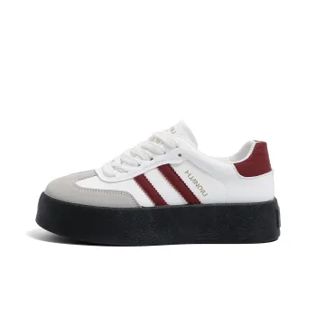 HUANQIU Anti Slip And Wear Resistant Breathable Low Top Skateboard Shoes Women's Burgundy