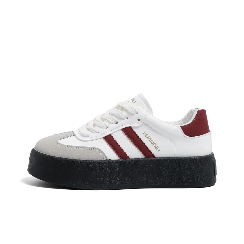 HUANQIU Slip Resistant, Abrasion Resistant, Breathable Low Top Skateboard Shoes Women's Burgundy-0