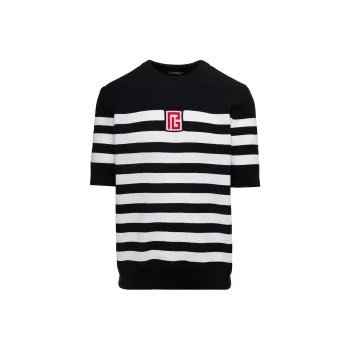 BALMAIN Pb Striped Knit T-Shirt