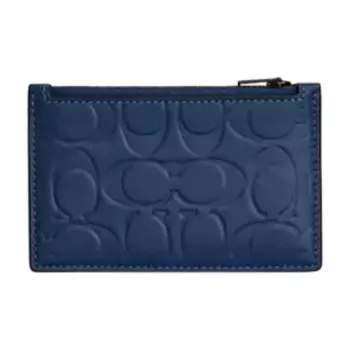 COACH Signature Calfskin Card Holder Regular Men's Blue
