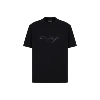 EMPORIO ARMANI Textured Gradient Eagle Heavy Jersey T Shirt