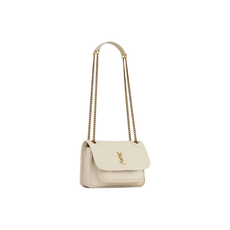 SAINT LAURENT Niki Sheepskin Crossbody Bag, Shoulder Bag Mini Women's Vintage White-1