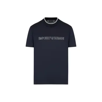 EMPORIO ARMANI Lyocell blend Jersey T shirt With Asv Logo Raised Embroidery