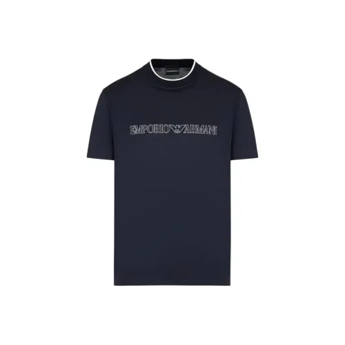 EMPORIO ARMANI Lyocell blend Jersey T shirt With Asv Logo Raised Embroidery