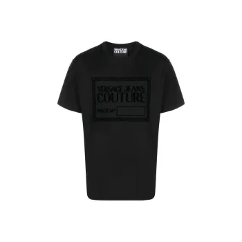 VERSACE JEANS COUTURE Flocked logo Cotton T shirt