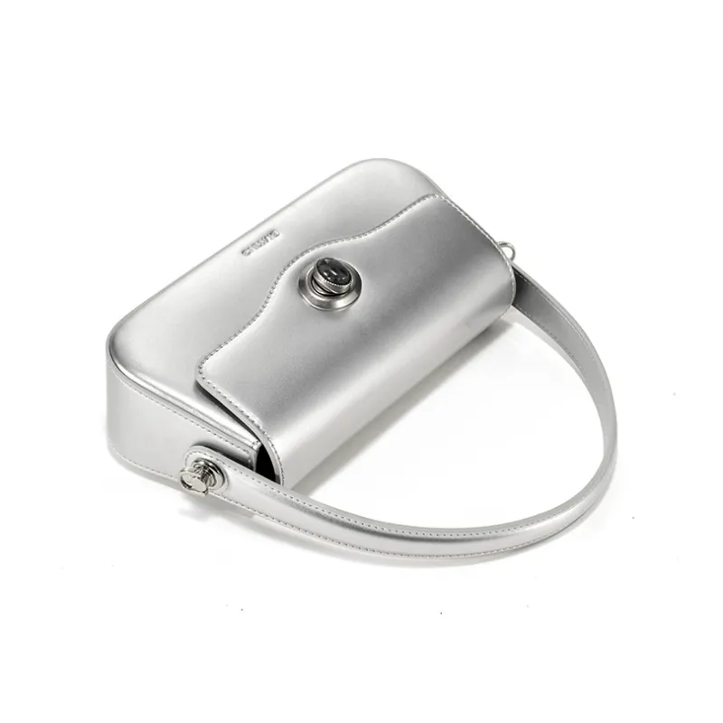 Simedin Cow Leather Handbag Regular Women's Laser Silver/Ecru/Burgundy Red-1