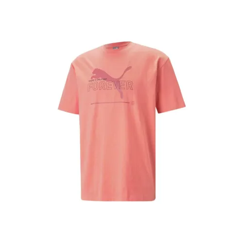PUMA Funny Logo T-Shirts Men Coral Pink