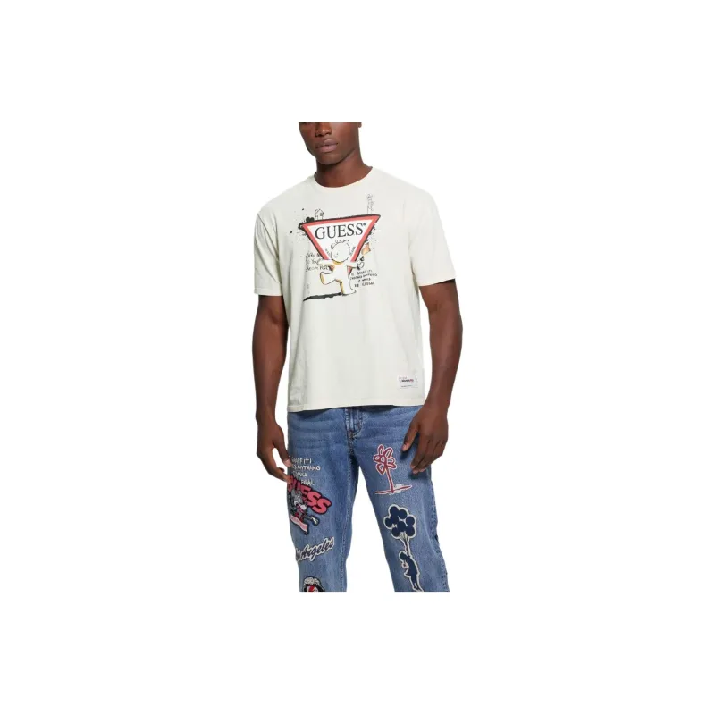 GUESS Teddy Signature Tee T-Shirt Men's White-0