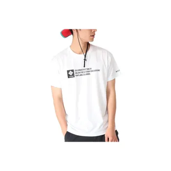 Columbia Crew Neck Fitted Straight Short-Sleeved T-Shirt Men's White
