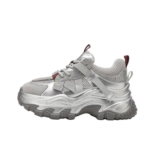 ABCYLM Cushioning, Slip Resistant, Abrasion Resistant, Breathable, Impact Resistant Low Top Chunky Sneakers Women's
