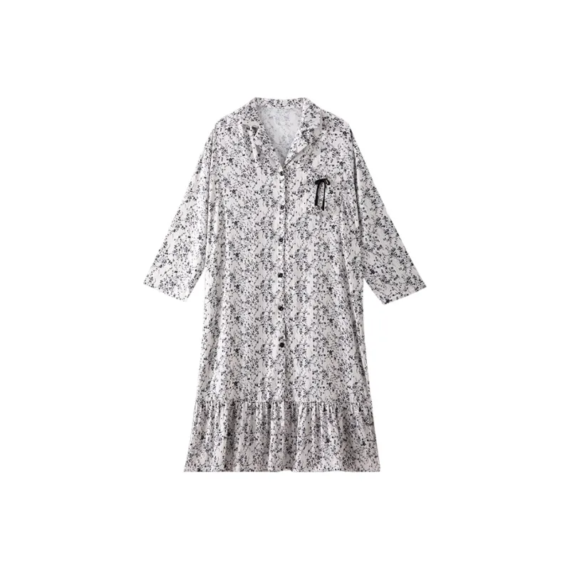 BONAS Nightgown Women's Black And White Floral-0