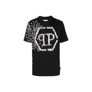 PHILIPP PLEIN Skull Bones Logo Printed Crewneck T-Shirt