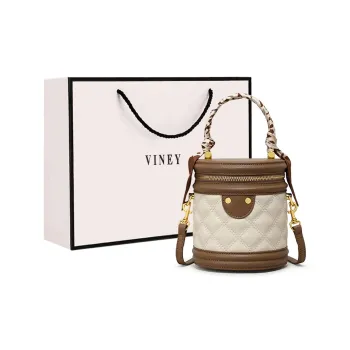 VINEY Cow Leather Handbag Crossbody Bag Shoulder Bag Bucket Bag Regular Women's White
