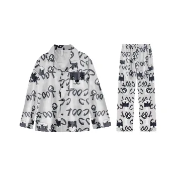 Qiao Ni Tong Pajama Set Men's Silver Gray