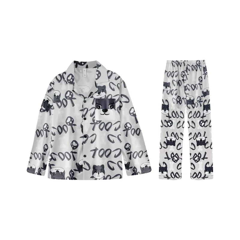 Qiao Ni Tong Pajama Set Men's Silver Gray-0