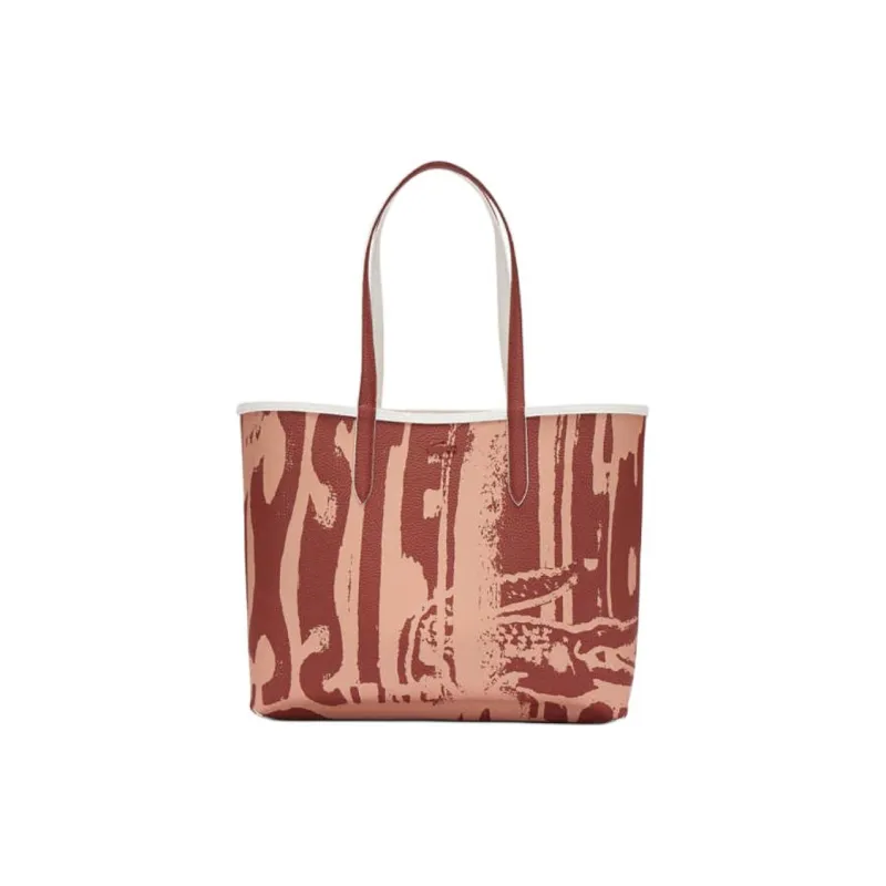 LACOSTE PVC Tote Bag, Shopping Bag, Shoulder Bag Tubas Women's Ecru & Brown-1