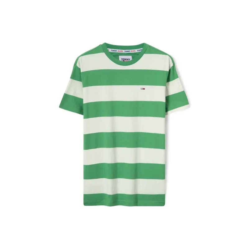 Tommy Hilfiger T-Shirts Men Green White Stripes-0