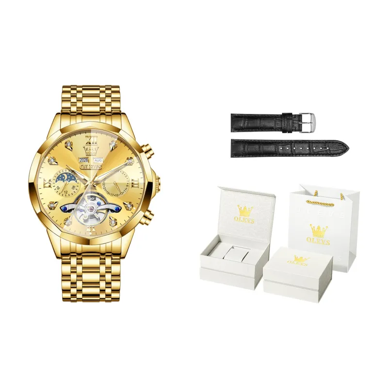 OLEVS Play The Cool Series Mechanical Movement Stainless Steel Watchband Watch Men's Watches Black Dial-26