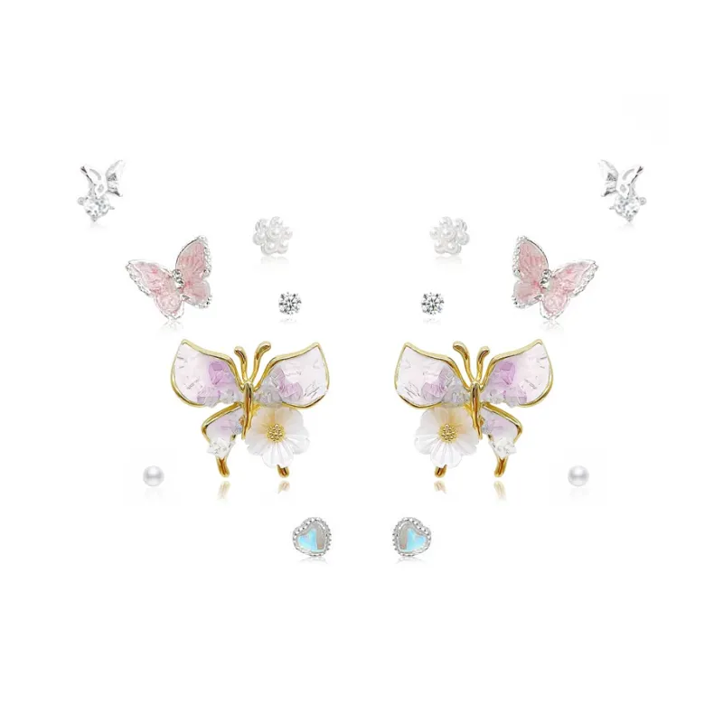 GIFU Zircon Stud Earrings Women's-4