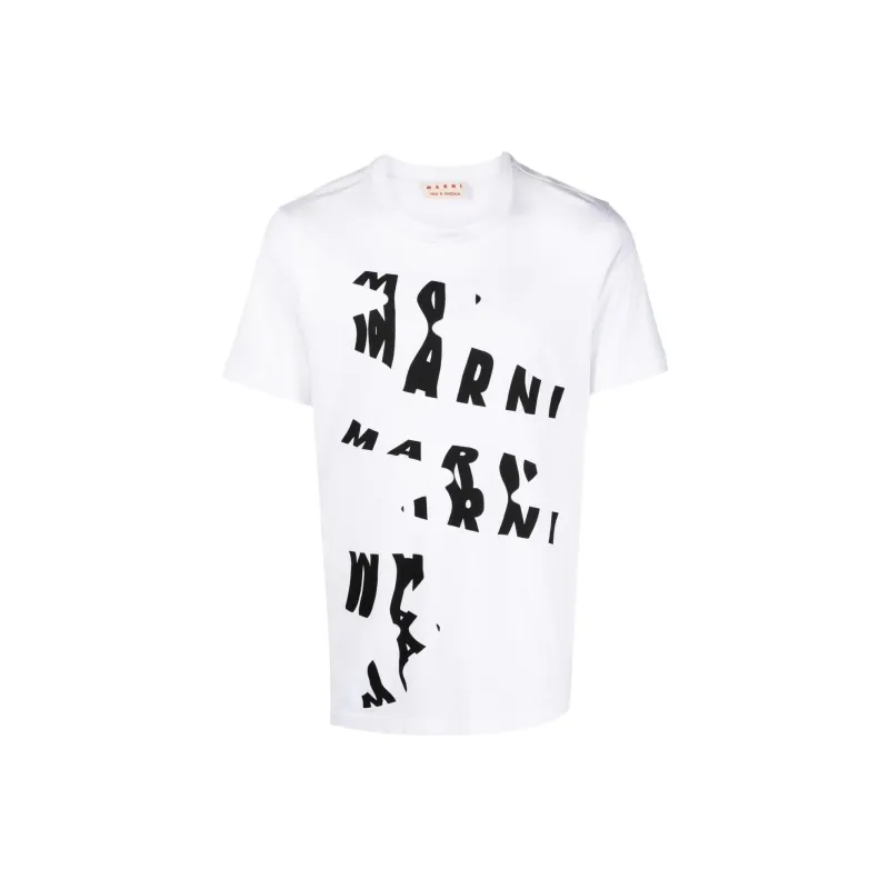 MARNI Deconstructed Logo Cotton T shirt-0