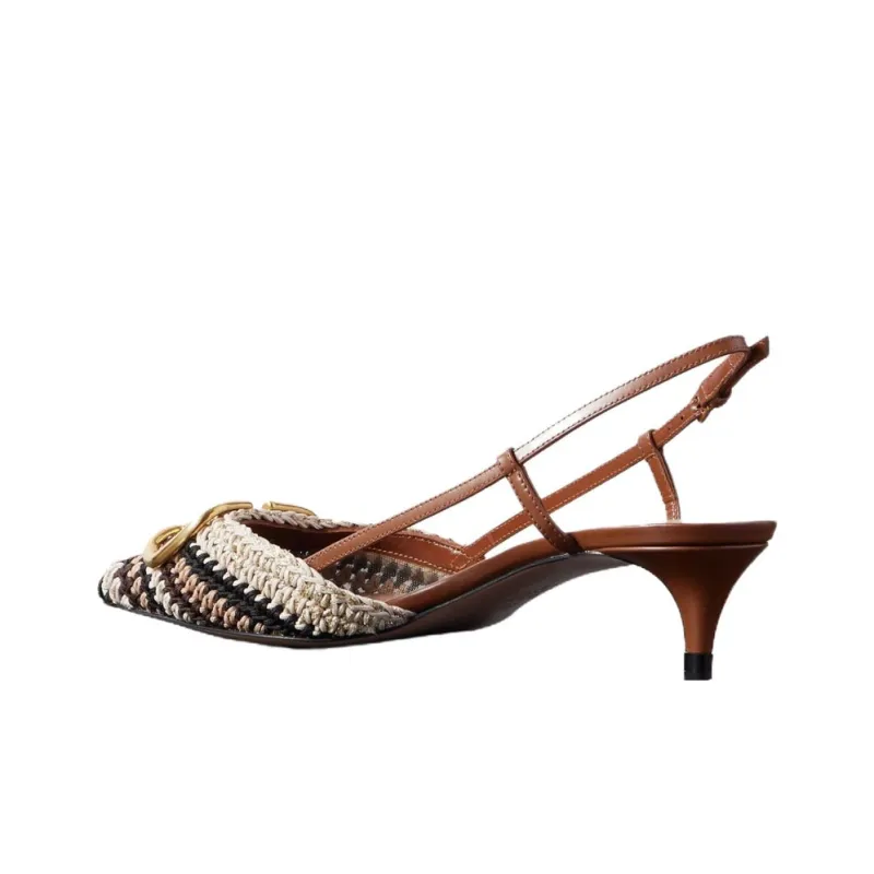 Valentino VLogo Signature Cone Heel High Heels 4.5cm Women's Brown-2