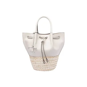 TOD'S Cow Leather Tote Bag Shopping Bag One Shoulder Handbag Women's White