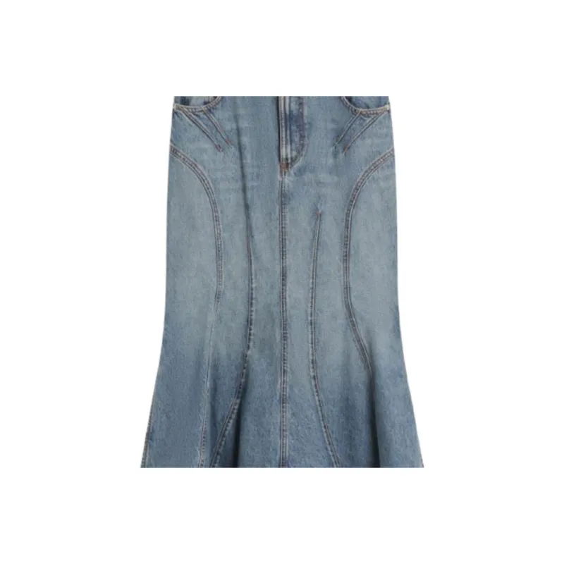 SportMa Denim Long Skirts Women's Sky Blue-4