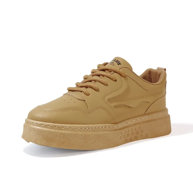 Tonlion Anti Slip Wear Resistant Breathable Height Increasing Low Top Skateboard Shoes Men's Wheat-1