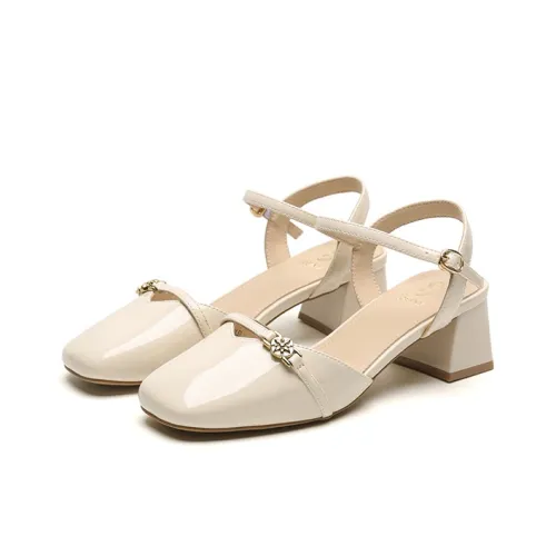 JOSINY Chunky Heel High Heels Women's Ecru