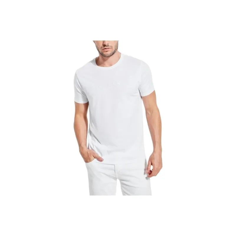 GUESS Embroidered Logo Tee T-Shirt Men's White-0