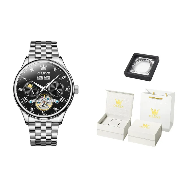 OLEVS Wisdom Series Mechanical Movement Watch Men's Watches Black Dial-21